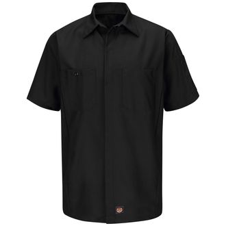 Red Kap Mens Ripstop Crew Shirt, Short Sleeve T, Black, Large