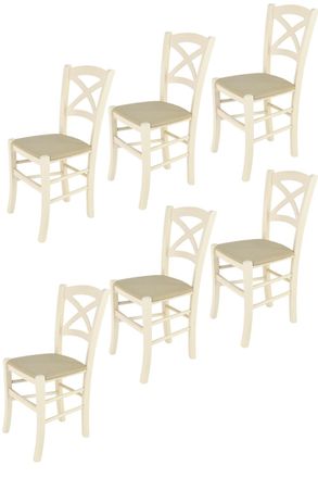 Tommychairs Tommychairs 6 Sillas Cross En Haya Anilina Blanca, Asiento Tela C&aacute;&ntilde;amo