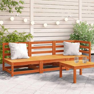 vidaXL Vidaxl - Sof&aacute; De Jard&iacute;n De 3 Plazas Madera Maciza De Pino Marr&oacute;n Cera