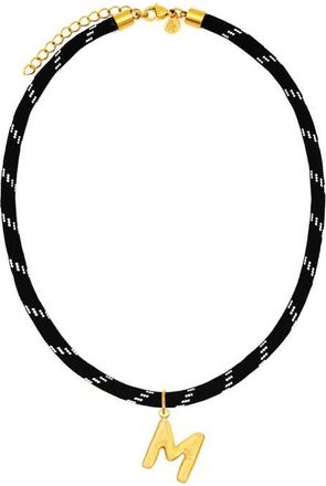 Petit Moments Bubble Initial Pendant Cord Necklace in Black-M at Nordstrom