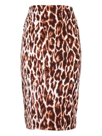 Samantha Sung leopard-print pencil skirt - Brown