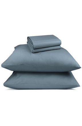 California Design Den Signature Comfort 100% Egyptian Cotton Breatheable Percale Sheet Set in Slate Blue at Nordstrom, Size California King