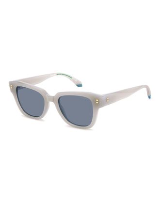 Polaroid Sunglasses Occhiali da sole rettangolari bianchi con lenti polarizzate blu-Bianco