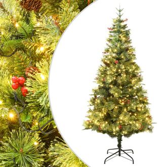 vidaXL Vidaxl - Rbol De Navidad Con Luces Y Pi&ntilde;as Pvc Pe Verde 120 Cm