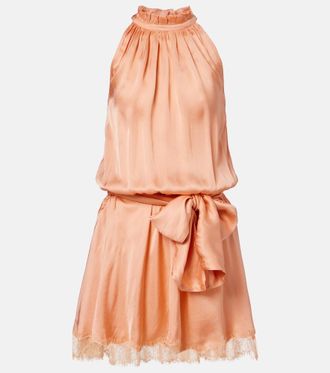 Poupette St Barth Jumpsuit corta Silvia in raso con pizzo