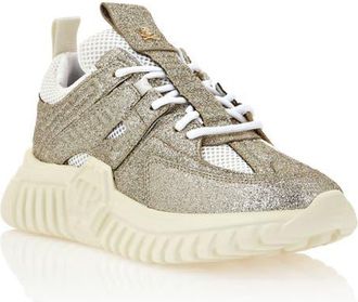 Philipp Plein Runner Sneaker Glitter Unisex in Lightgold at Nordstrom, Size 35