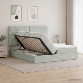 vidaXL Vidaxl Letto Con Contenitore Grigio Chiaro 200 X 200 Cm Velluto