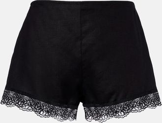 Staud Von lace-trimmed linen shorts