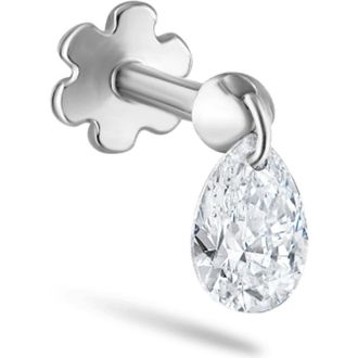 Maria Tash Single Floating Pear Diamond Charm Threaded Stud Earring in White Gold at Nordstrom