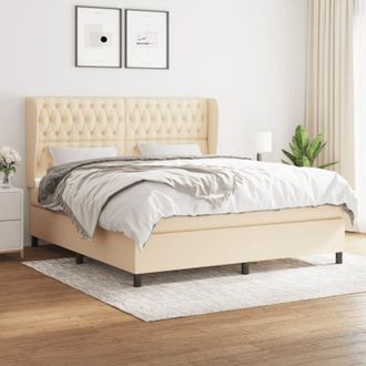 vidaXL Vidaxl - Cama Box Spring Con Colch&oacute;n Tela Color Crema 180x200 Cm
