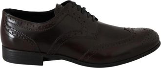 Dolce & Gabbana Bruin Leren Wingtip Brogue Flats - Dames - Veterschoenen - Bruin - 36 EU - Leer - Schoenen