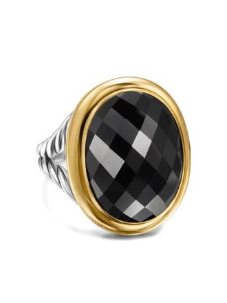 David Yurman 18kt geelgouden Albion ring met onyx - Zilver