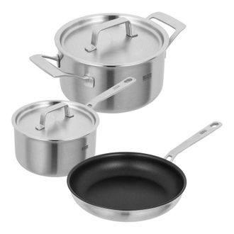 Kuhn Rikon Culinary Fiveply Stainless Steel Induction Safe 3-Piece Mixed Cookware Set in Silver