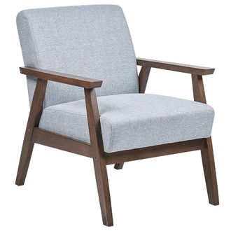 Beliani Beliani - Sill&oacute;n Retro Sala De Estar Tapizado Tela Estructura Madera Gris Claro Asnes