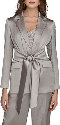 DKNY Metallic Tie Front Blazer in Vapor at Nordstrom, Size 14