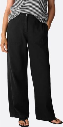 Eileen Fisher High Waist Wide Leg Organic Cotton Pants in Black at Nordstrom, Size X-Small