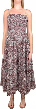 Apiece Apart Jana Ruched Bodice Maxi Dress In Clay Floral