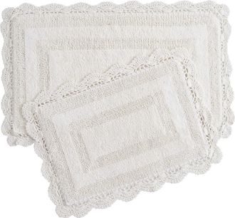 Laura Ashley Reversible Crochet Cotton 2-Piece Bath Mat Set in Ivory at Nordstrom Rack
