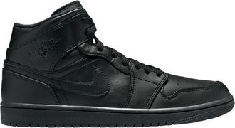 Nike Jordan Mens AJ 1 Mid - Basketball Shoes - Black / Black / Black Size 10.0