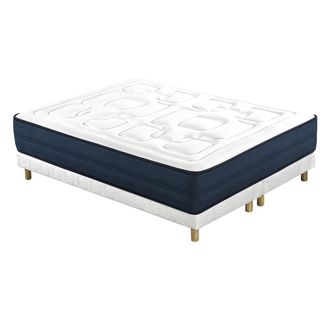 Miliboo Cama 160 &times; 200 Cm Con Somieres Tapizados Y Colch&oacute;n Viscoel&aacute;stico Benji
