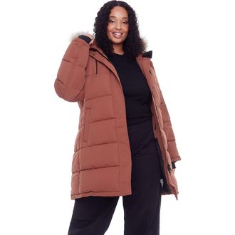 Alpine North AULAVIK PLUS SIZE - Vegan Down Mid-length Hooded Parka Coat in Maple at Nordstrom, Size 4X