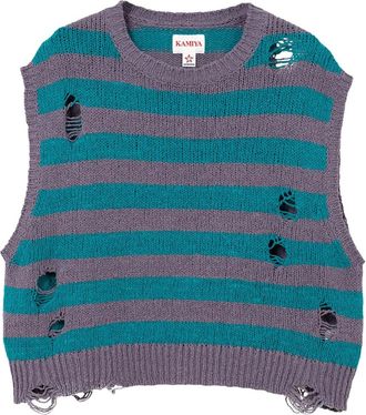 Bows & Arrows Gestreepte gerafelde gebreide spencer - Paars