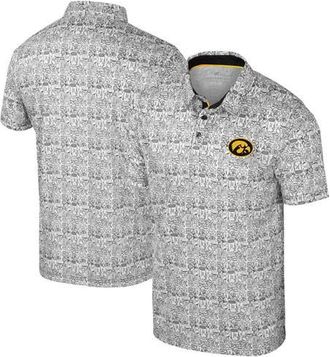 Colosseum Mens Colosseum Black/White Iowa Hawkeyes Big & Tall Allover Polo at Nordstrom, Size Xxx-Large