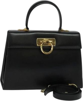 Ferragamo Pre-owned Handbags, female, Black, Size: ONE SIZE Pre-owned Leather Handbag
