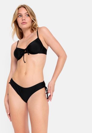 Lascana Bikini-Hose LSCN BY LASCANA Gina, Damen, Gr. 32, N-Gr, schwarz, Recycling-Polyamid, unifarben, Badehosen Bikini-Hose, mit modischen Raffungen