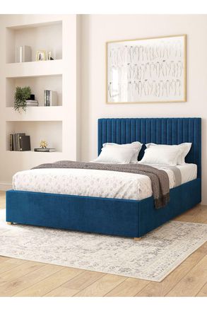 Aspire Home Accents Grant Electric Adjustable Bed Upholstered in Plush Velvet Fabric with Pocket Sprung Mattress UK Made in Navy | Size: Double