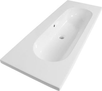 Saniclass Palermo Meubelwastafel - 120x47x3.5cm - overloop - 1 wasbak midden - zonder kraangat - keramiek - wit