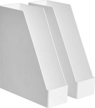 OEM Organizador De Pl&aacute;stico, Juego De 2 Revisteros, Blanco