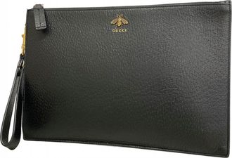 Gucci Black Leather Clutch Bag (Pre-Owned)