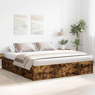 vidaXL Estructura De Cama Roble Ahumado 180x200 Cm Vidaxl