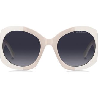 Marc Jacobs 56mm Gradient Rectangular Sunglasses in Ivory/Grey Shaded Blue at Nordstrom