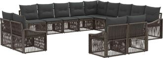 vidaXL Conjunto De Sof&aacute;s De Jard&iacute;n 13 Uds. Gris Rat&aacute;n Sint&eacute;tico Vidaxl