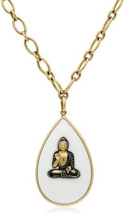 Fred Leighton 18K Yellow Gold Chalcedony & Enamel Buddha Pendant Necklace at Nordstrom, Size 26