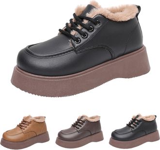 Generic Womens Winter Platform Boots Thick Warm Fleece Lined Boots Ladies Comfortable Insulated Faux Fur Booties Outdoor Waterproof Anti-Slip Lace-Up Moms Sho