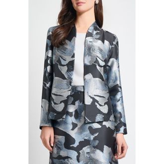 Ming Wang Heritage Fit Floral Jacquard Jacket in Dawn/Granite/Lunar Rock at Nordstrom, Size Large