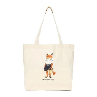 Maison Kitsun&eacute; Tassen, Heren, Beige, ONE Size, Tote Bags
