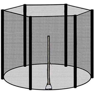 OEM Red De Seguridad Para Cama El&aacute;stica De 2,44 M (8 Pies) - Altura: 163 Cm - Nylon De 120 G/m&sup2; - 6 Postes - F&aacute;cil Instalaci&oacute;n Con Cremalleras