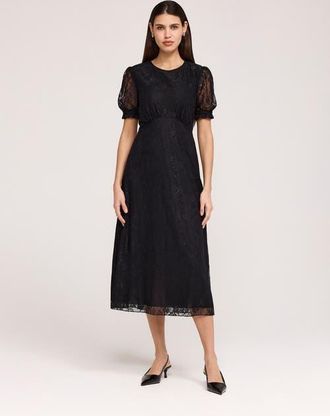 Finery Mela Midi Dress in Black at Nordstrom, Size 16
