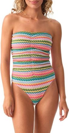 PQ Swim Ruched One-Piece Swimsuit in Ziggy at Nordstrom, Size Medium