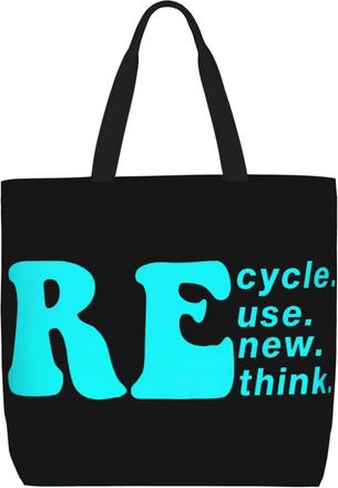 Generic Women Handbag Recycle Reuse Renew Rethink Travel Tote Bag Reusable Fashion Ladies Purse, For Work, School, Gym, Holiday, Graduation