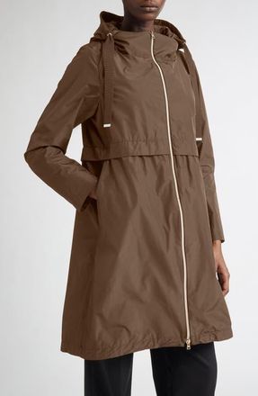 Herno Techno Taffeta A-Line Parka in 2240 Leather at Nordstrom, Size 10 Us