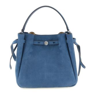 Tory Burch Romy Bucket Bag - Dames - Handtassen - Blauw - ONE Size - Leer - Tassen