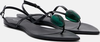 Alaia Ala&iuml;a Embellished patent leather thong sandals