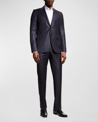 Men's Stacy Adam's Two Button Vested Sharkskin Business Suit