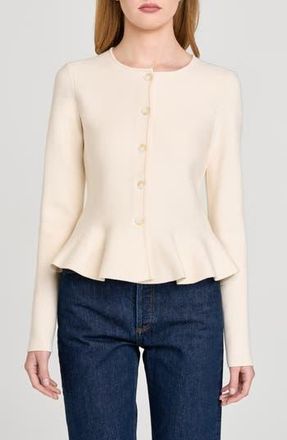 Wayf Brooklyn Peplum Cardigan in Cream at Nordstrom Rack, Size Large