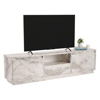 Dmora Dmora - Mueble De Televisi&oacute;n Morrigan, Aparador De Sal&oacute;n, Mueble Bajo Para Tv, Base De Pared Equipada, 160x30 H42 Cm, M&aacute;rmol